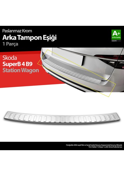 Skoda SuperB B8 Makyajlı SW Krom Arka Tampon Eşiği 2019-2023 A+ Kalite