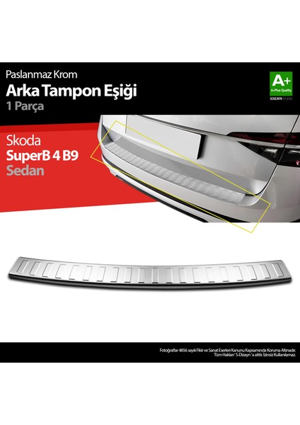 Skoda SuperB B8 Makyajlı SD Krom Arka Tampon Eşiği 2019-2023 A+ Kalite