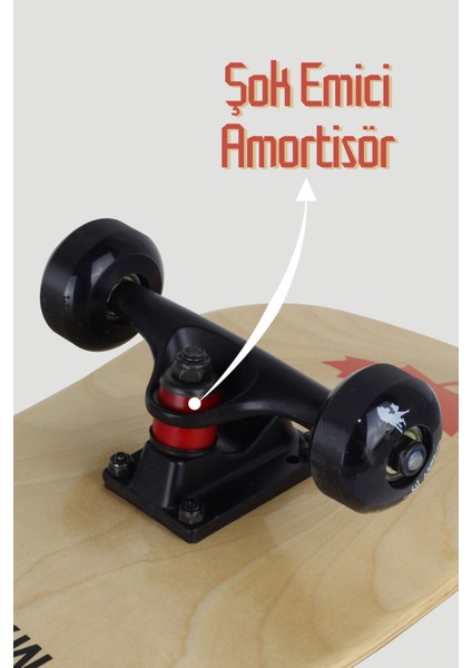 Kemik Teker Kaykay Semi-Pro 8 Katman Yüzey Zımparalı Kaymaz Skateboard 80 cm Canadian Maple