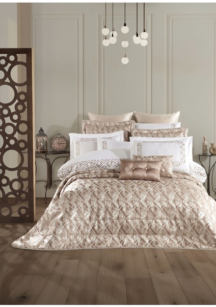 Nakışlı Nevresim & Jakarlı Elyaflı Yatak Örtüsü Seti - Valentina fiyatları