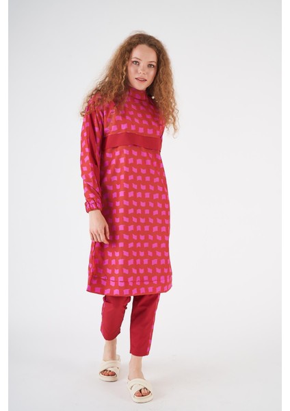 Dalga Desen Tesettür Mayo Kırmızı Uzun indirimleri