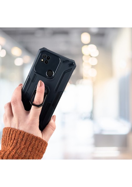 Xiaomi Redmi 10A Yüzüklü Standlı Tlp Tank Kılıf (Armor Mılıtary Case)