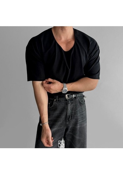 Geniş Pis Yaka Pamuklu T-Shirt modelleri