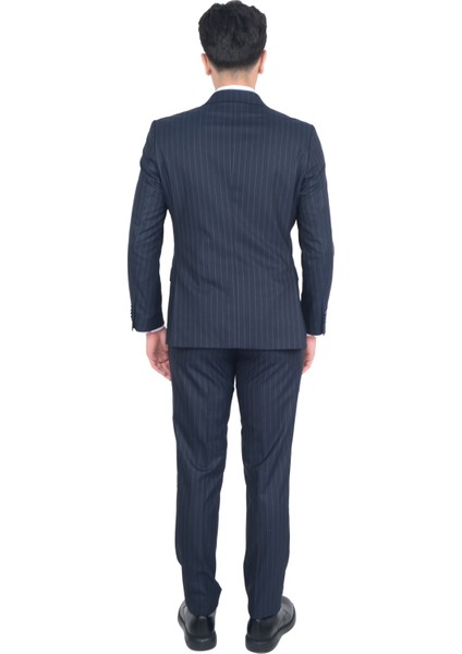 Cengiz Inler Çizgili Desen Kruvaze Erkek Takım Elbise fırsatları