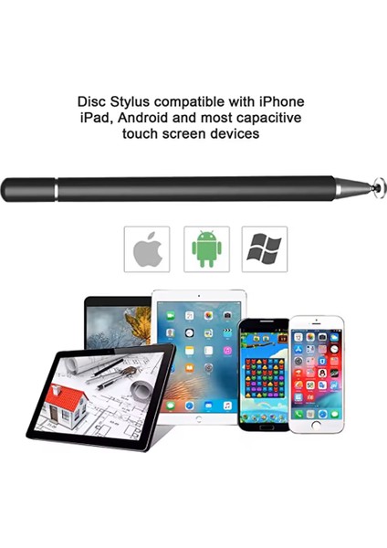 Universal Telefon Tablet iPad 2in1 Disk Uçlu Stylus Pen Dokunmatik Kalem