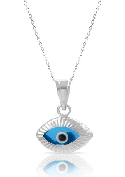 Hediye Göz Boncuklu Nazar Gümüş Kadın Kolye | 925 Ayar Gerçek Gümüş, Cam
