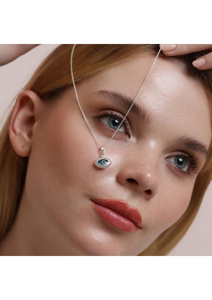 Hediye Göz Boncuklu Nazar Gümüş Kadın Kolye | 925 Ayar Gerçek Gümüş, Cam modelleri