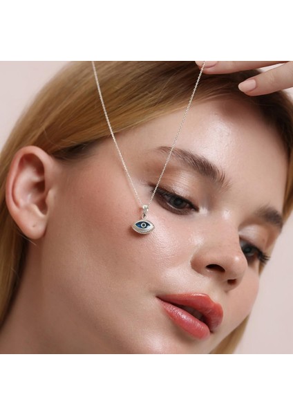 Hediye Göz Boncuklu Nazar Gümüş Kadın Kolye | 925 Ayar Gerçek Gümüş, Cam fırsatları