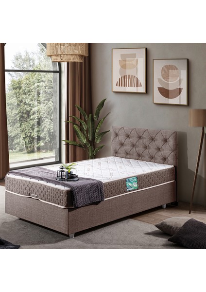 Eylül Tek Kişilik Baza Başlık Comfort Yatak Seti, Kahverengi
