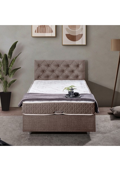 Eylül Tek Kişilik Baza Başlık Comfort Yatak Seti, Kahverengi