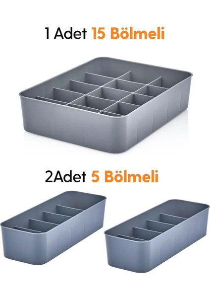 3 Parça Bölmeli Çekmece Çorap Takı Aksesuar Düzenleyici Set Organizer fiyatları