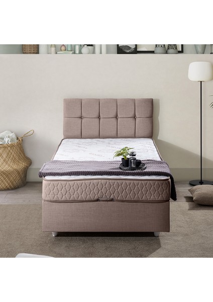 Berlin Tek Kişilik Baza Başlık Comfort Yatak Seti - Kahverengi