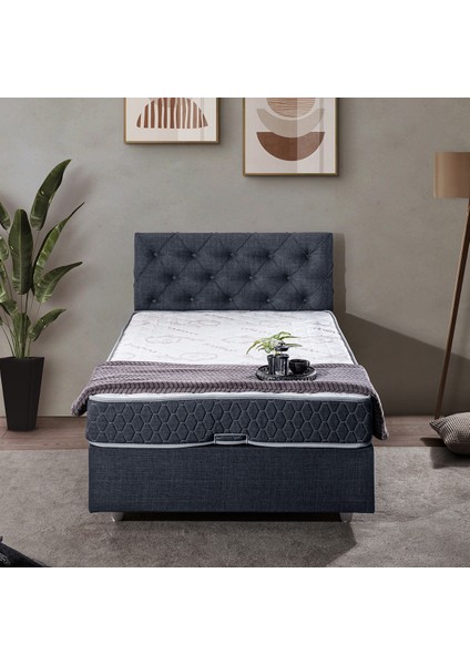 Eylül Tek Kişilik Baza Başlık Comfort Yatak Seti - Lacivert