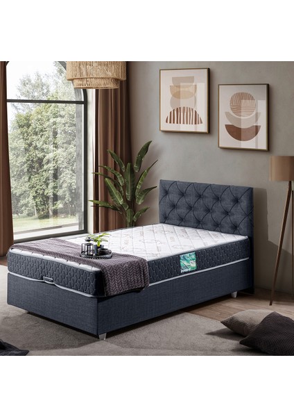 Eylül Tek Kişilik Baza Başlık Comfort Yatak Seti - Lacivert