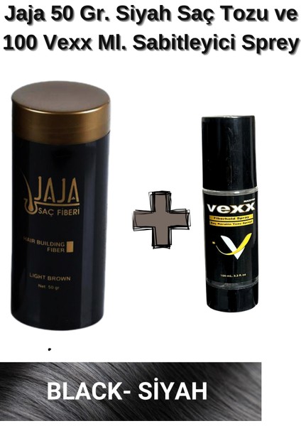 50 Gr. Siyah Hair Fiber Saç Tozu,topik + Vexx 100 Ml. Sabitleyici Sprey Set