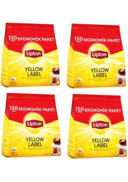 Yellow Label Demlik Siyah Poşet Çay 150 Adet 4 Paket