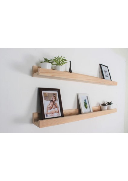 Ahşap Duvar Rafı 2'li Iskandinav Tasarım 50X6X8,5CM