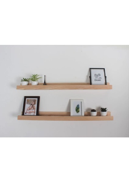Ahşap Duvar Rafı 2'li Iskandinav Tasarım 50X6X8,5CM