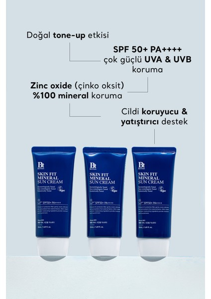 Skin Fit Mineral Sun Cream SPF50+ PA++++ 50ml %100 Fiziksel Vegan Güneş Kremi