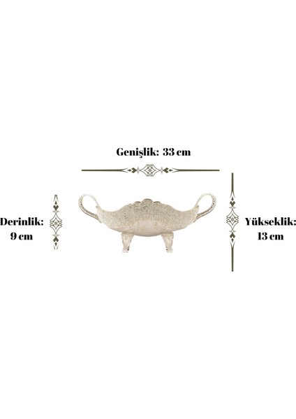 Saray Ottoman Ayaklı Meyvelik Söz Nişan Çikolatası Aksesuar Dekor Hediyelik Sade Taş Ayaklı Gondol Nikel