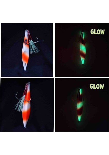 Slow Jig 230G - Glow - Akya Sinarit Lahos Trança Antenli Mercan Gibi Balıkavları Için-Turuncu