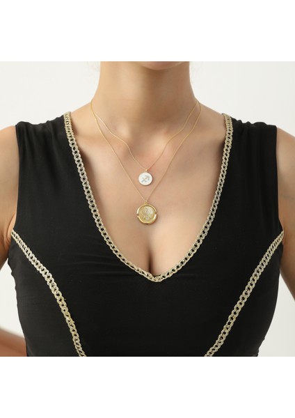 Jewelry 14 Ayar Altın Beyaz Mineli Yay Burcu Kolye KRS-N127-14GNZ