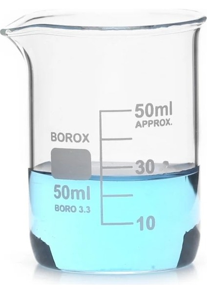 Zürih Ticaret Cam Beher 50 ml Kısa Form Isıya Dayanıklı Beaker