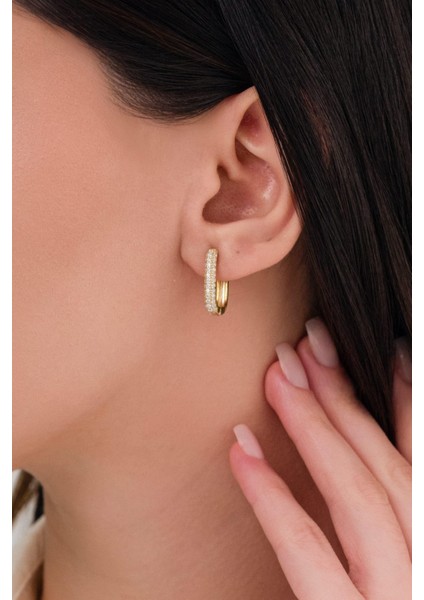 Gümüş Altın Kaplama Beyaz Zirkon Taşlı Dikdörtgen Küpe fiyatları