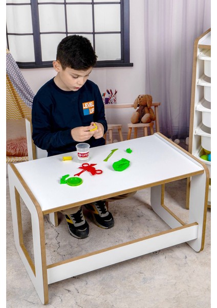 Çocuk Oyun, Aktivite ve Etkinlik Masası, Beyaz-Gri, 18MM 1.sınıf Mdf fiyatları