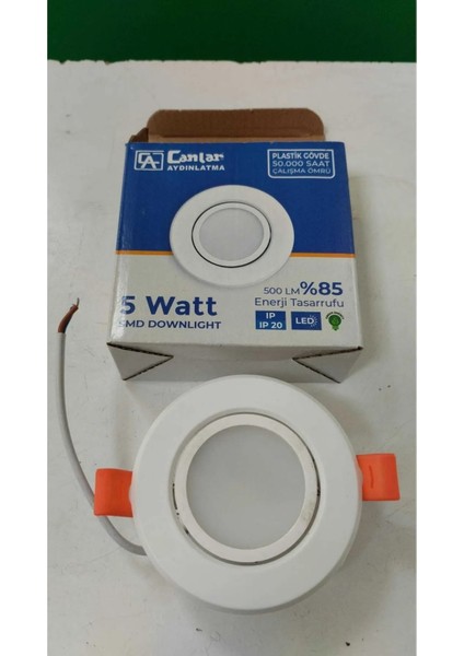 5 W. Smd LED Spot - Beyaz Işık - Delik Çapı 7 cm Dış Çap 9 cm