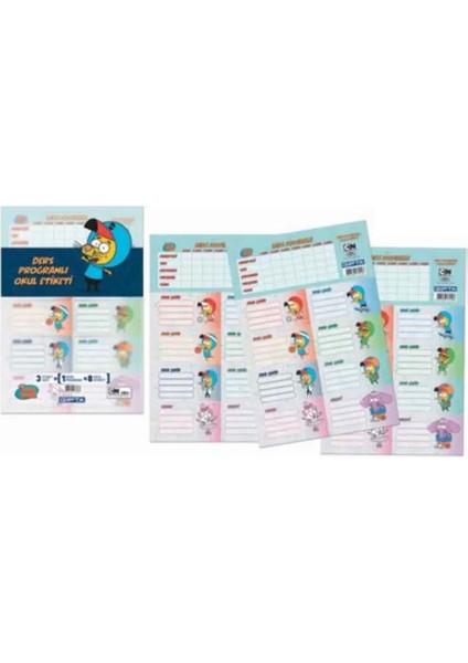 Kral Şakir Ders Programı Okul Etiketi 3lü (6012)