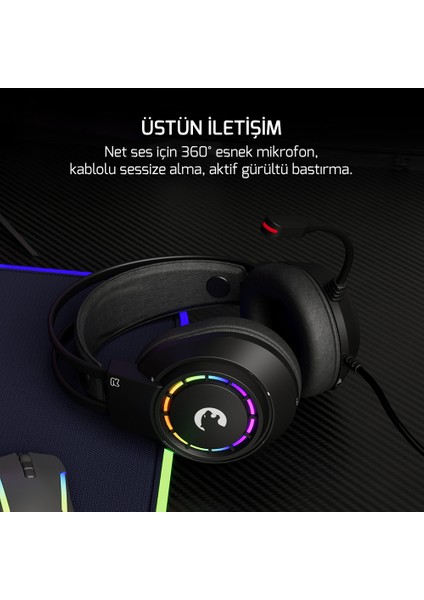 Voldon Siyah 7.1 Surround Rainbow Gaming Kulaklık