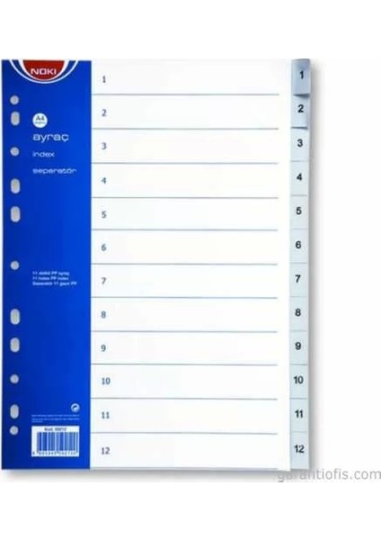 1-12 Rakamlı Pp Seperatör (Ayraç)