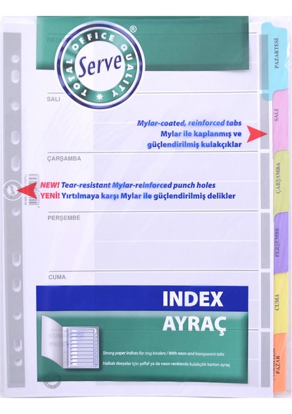 5525-P Karton Ayraç A4 Günler