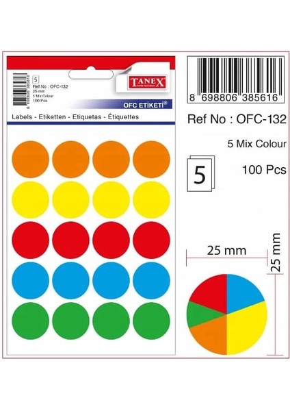 OFC-132 Mix Color Etiket 5li Poşet