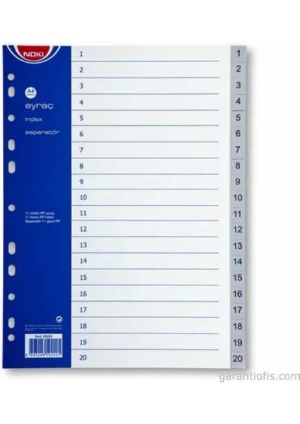 1-20 Rakamlı Pp Seperatör (Ayraç)