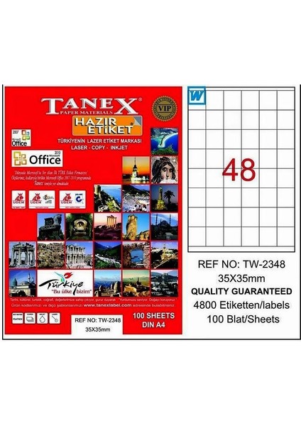 2348 Laser Etiket 35X35MM 72X100 7200 Adet