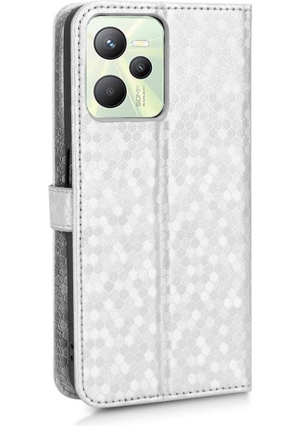 Realme C35 Manyetik Toka Deri Cüzdan Kapak Için Kılıf Geometrik Desen (Yurt Dışından) modelleri