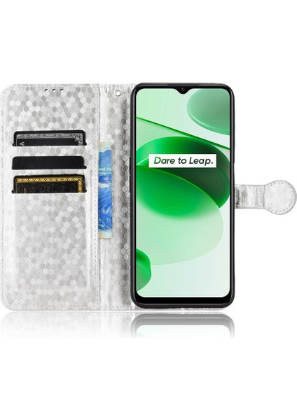 Realme C35 Manyetik Toka Deri Cüzdan Kapak Için Kılıf Geometrik Desen (Yurt Dışından) fırsatları