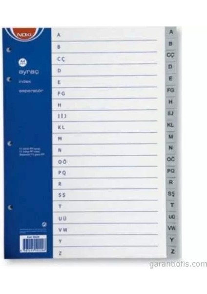 A-Z Harfli Pp Seperatör (Ayraç)
