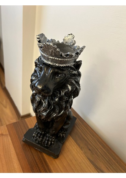 Dekoratif 35CM Siyah Aslan Kral Heykeli Biblo Ev Dekorasyonu