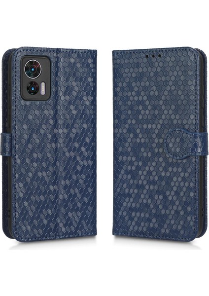Motorola Kenar 30 Neo Geometrik Desen Deri Cüzdan Kapak Için Kılıf (Yurt Dışından)