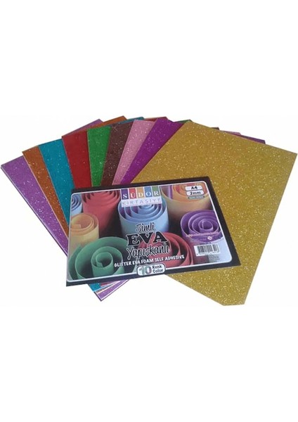 Simli Yapışkanlı Eva 10 Renk A4 SK18