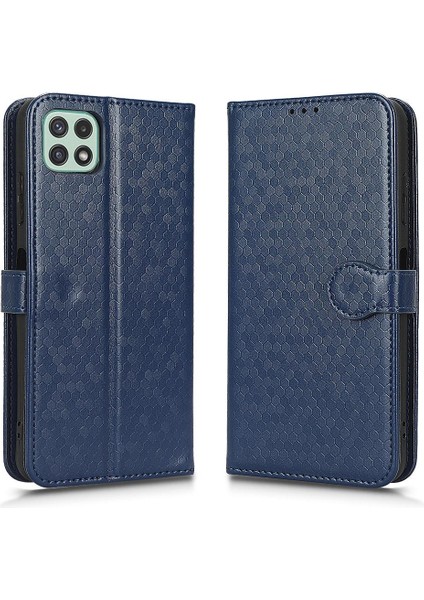 Samsung Galaxy A22 5g Için Kılıf Deri Cüzdan Kapak Geometrik Desen (Yurt Dışından)
