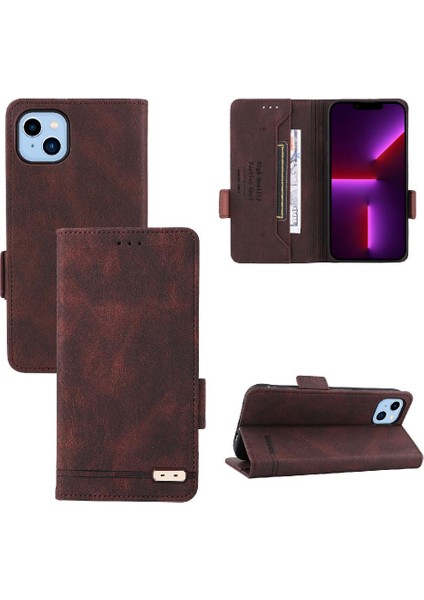 Kart Tutucu Kickstand Deri Folio Flip ile iphone 14 Plus Için Kılıf (Yurt Dışından)