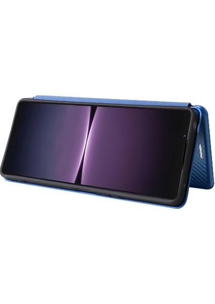 Sony Xperia 1 V 2023 Için Kılıf Deri Folio Flip Case Manyetik Karbon (Yurt Dışından)