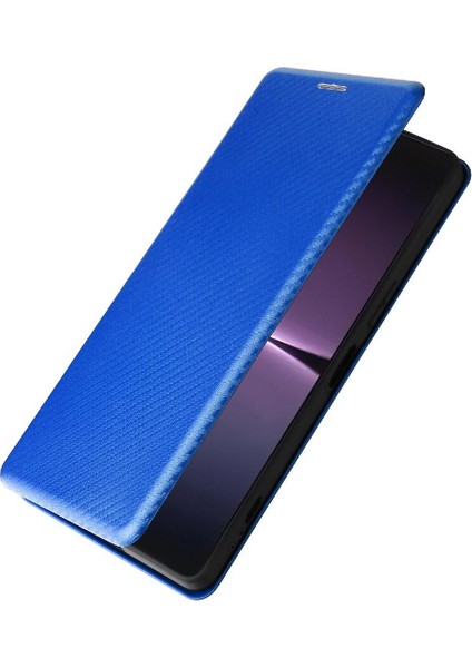 Sony Xperia 1 V 2023 Için Kılıf Deri Folio Flip Case Manyetik Karbon (Yurt Dışından)