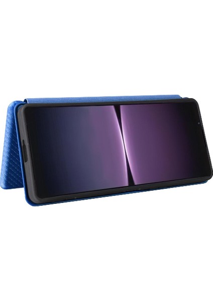 Sony Xperia 1 V 2023 Için Kılıf Deri Folio Flip Case Manyetik Karbon (Yurt Dışından)