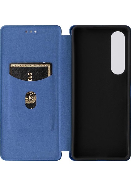 Sony Xperia 1 V 2023 Için Kılıf Deri Folio Flip Case Manyetik Karbon (Yurt Dışından)