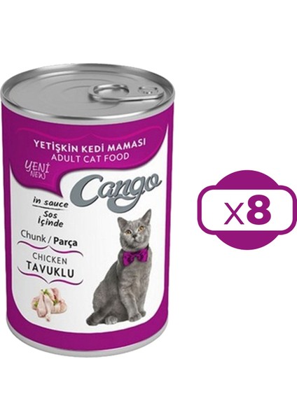 Yetişkin Kedi Maması Tavuklu Konserve 415 gr x 8 Adet